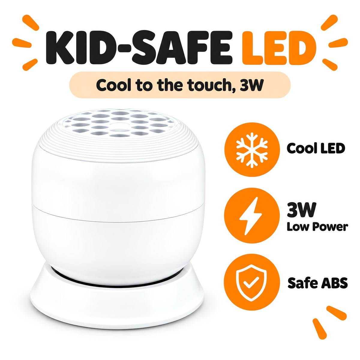 Kid-safe cool LED night light